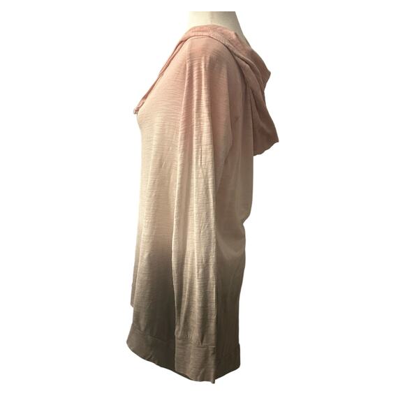 Earth Yoga Long Sleeve Hooded Tshirt Top Shirt Pink Brown Ombre Organic Cotton L - Picture 2 of 7